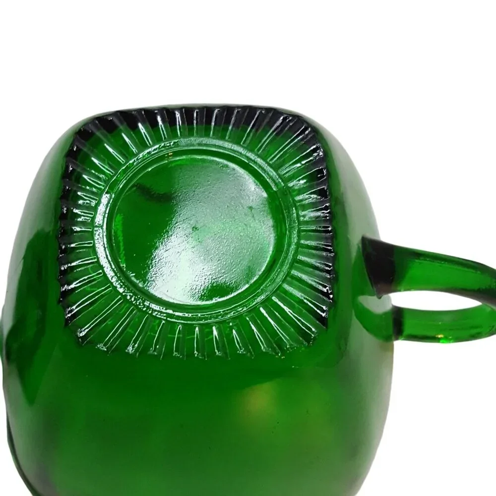 Vintage Anchor Hocking Forest Green Charm Square Creamer & Sugar‎ Bowl